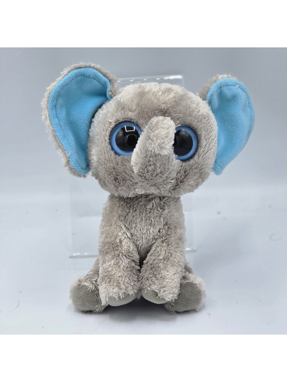 Ty Beanie Boos Elephant Peanut Gray Blue 6" Plush 2012 Solid Eyes Purple Tag